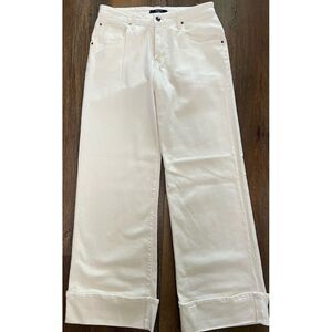 Fidelity Women's Ziggy Oversized Full Folded Hem White Denim‎ Jeans Sz 30